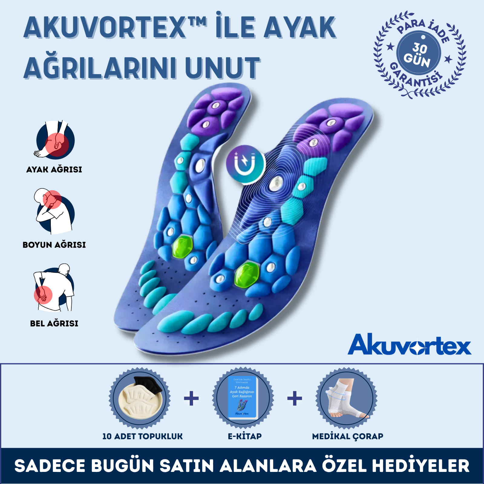 Akuvortex Ayak Ağrısı Manyetik Tabanlık